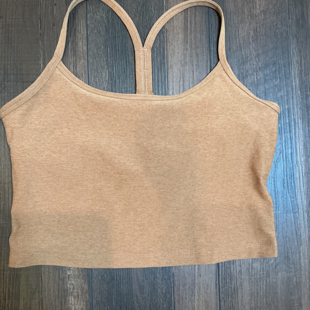 Beyond Yoga Spacedye Slim Racerback Cropped Tank Tan Large Workout Yoga Top
